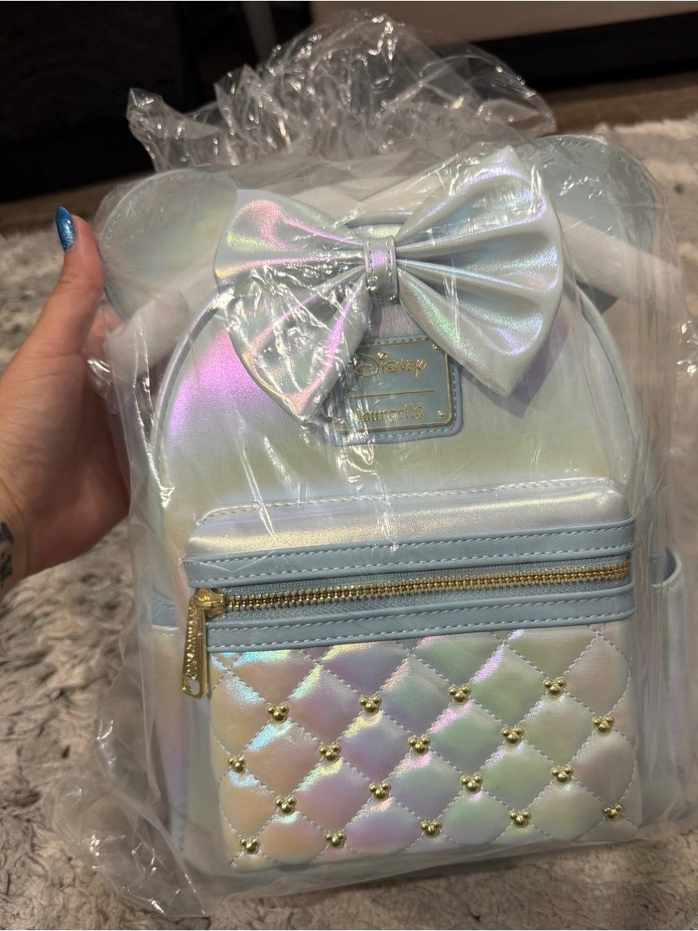 Loungefly Iridescent Pastel Holographic Mini Backpack with Bow